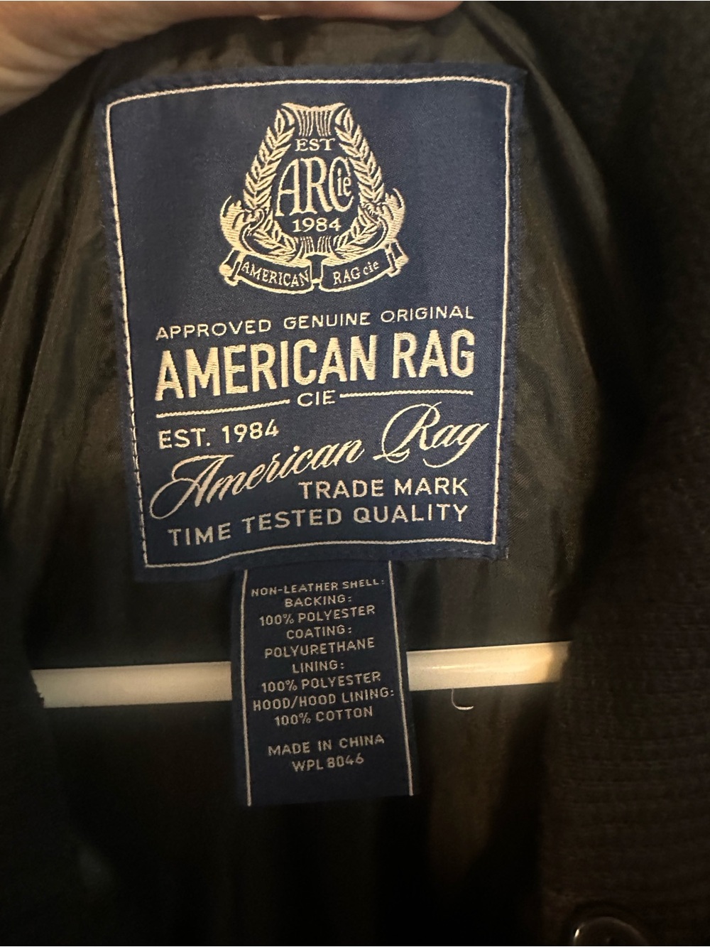 American Rag Black Faux Leather Hooded Bomber Jacket - Picture 4 of 5